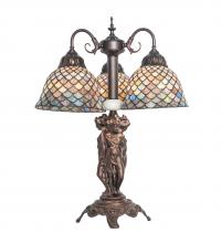 Meyda Green 245479 - 23" High Tiffany Fishscale 3 Light Table Lamp