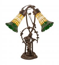 Meyda Green 251675 - 17" High Stained Glass Pond Lily 2 Light Trellis Girl Accent Lamp