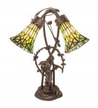 Meyda Green 251677 - 17" High Stained Glass Pond Lily 2 Light Trellis Girl Accent Lamp