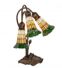 Meyda Green 251686 - 16" High Stained Glass Pond Lily 3 Light Accent Lamp
