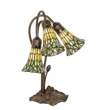 Meyda Green 251688 - 16" High Stained Glass Pond Lily 3 Light Accent Lamp