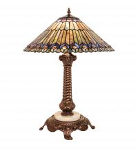 Meyda Green 251928 - 23" High Tiffany Jeweled Peacock Table Lamp