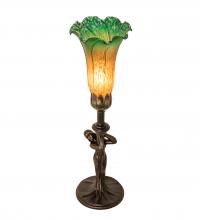 Meyda Green 253516 - 15" High Amber/Green Tiffany Pond Lily Nouveau Lady Accent Lamp
