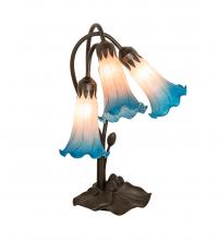 Meyda Green 254157 - 16" High Pink/Blue Tiffany Pond Lily 3 Light Accent Lamp