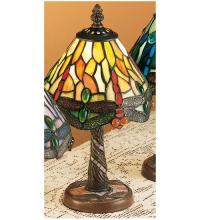 Meyda Green 26614 - 12"H Tiffany Hanginghead Dragonfly w/ Twisted Fly Mosaic Base Mini Lamp