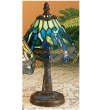 Meyda Green 26617 - 12"H Tiffany Hanginghead Dragonfly W/Mosaic Base Mini Lamp