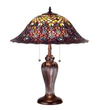 Meyda Green 26666 - 25"H Tiffany Peacock Feather Table Lamp