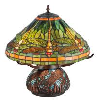 Meyda Green 26681 - 17"H Tiffany Dragonfly w/Tiffany Mosaic Base Table Lamp