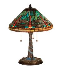 Meyda Green 26682 - 21"H Tiffany Dragonfly w/ Twisted Fly Mosaic Base Table Lamp