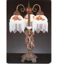 Meyda Green 27085 - 24"H Rose Bouquet 3 Arm Fringed Accent Lamp