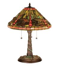Meyda Green 27812 - 21"H Tiffany Dragonfly w/ Twisted Fly Mosaic Base Table Lamp