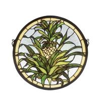 Meyda Green 48550 - 16"W X 16"H Welcome Pineapple Stained Glass Window