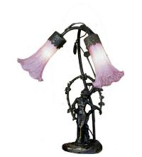 Meyda Green 68596 - 17" High Pink Pond Lily 2 Light Trellis Girl Table Lamp
