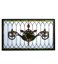 Meyda Green 82516 - 24.4"W X 14.4"H Tulip & Fleurs Stained Glass Window