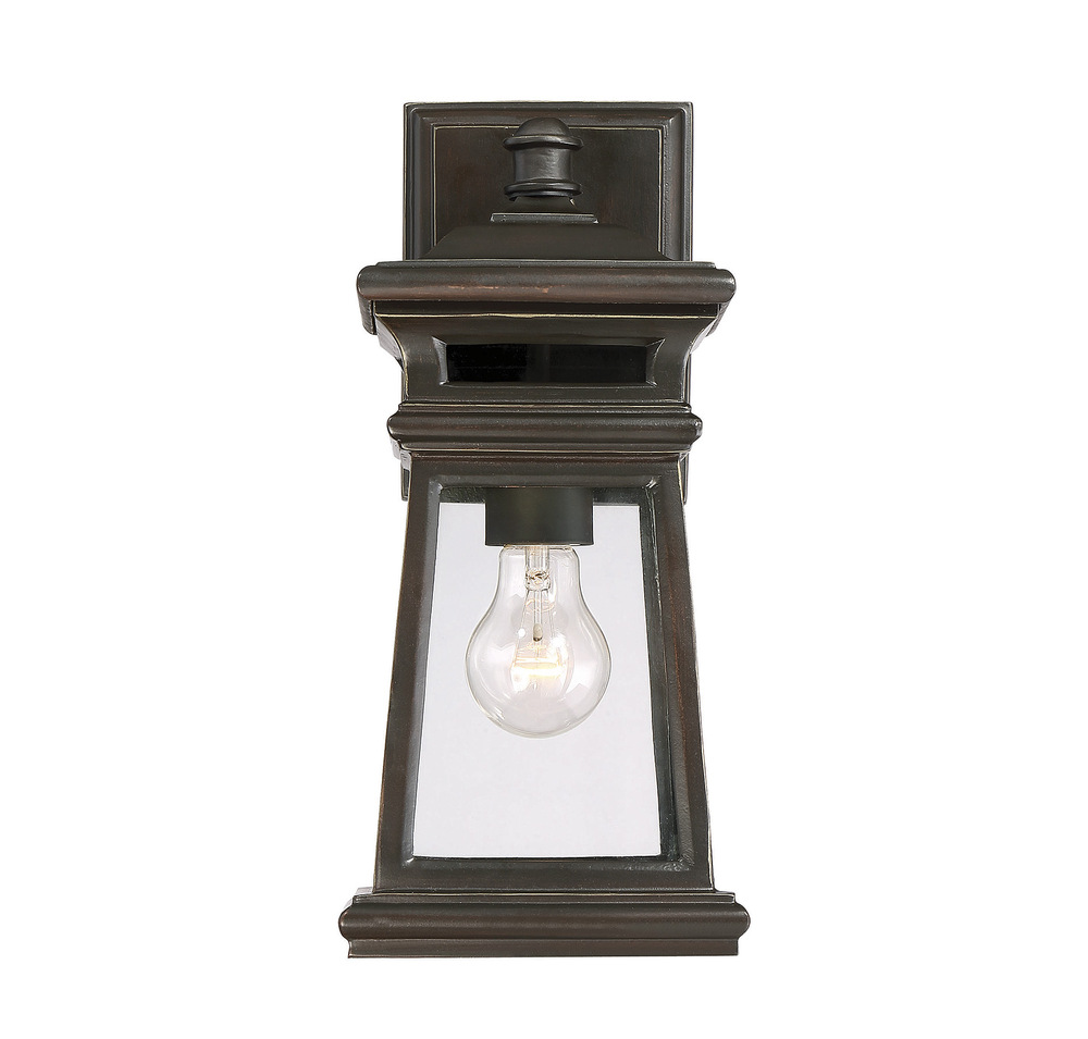 Taylor 1-Light Outdoor Wall Lantern in English Bronze with Gold
