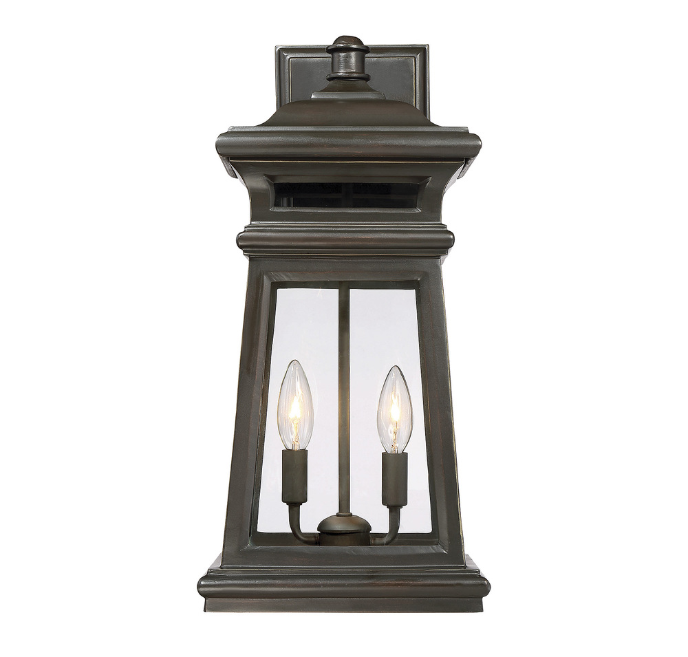 Taylor 2-Light Outdoor Wall Lantern in English Bronze with Gold