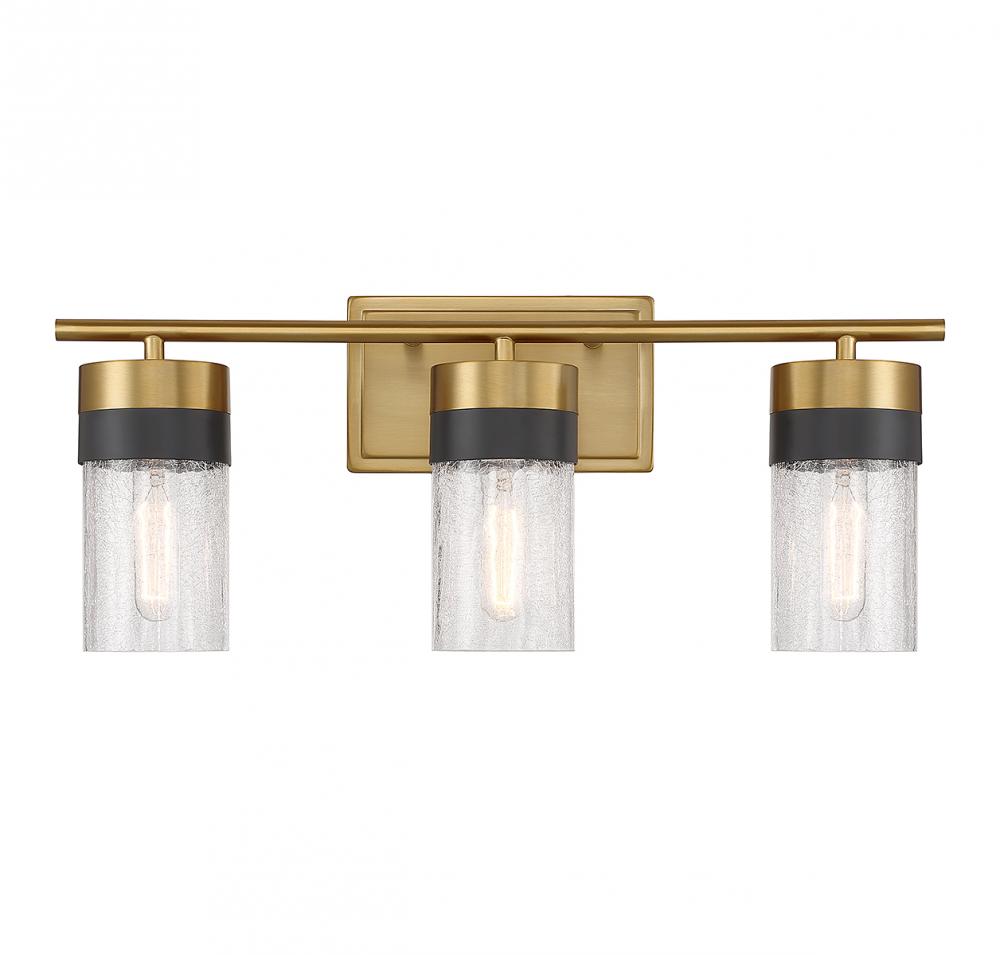 Brickell 3-Light Bathroom Vanity Light in Warm Brass and Black