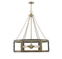 Savoy House 1-1491-6-170 - Lakefield 6-Light Pendant in Burnished Brass with Walnut