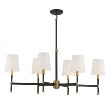 Savoy House 1-1631-6-143 - Brody 6-Light Linear Chandelier in Matte Black with Warm Brass Accents