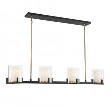 Savoy House 1-1982-4-143 - Eaton 4-Light Linear Chandelier in Matte Black with Warm Brass Accents