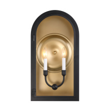 Savoy House 5-412-331 - Grotto 2-Light Outdoor Wall Lantern in Matte Black with Vintage Gold