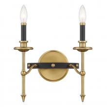  9-9510-2-143 - Consulate 2-Light Wall Sconce in Matte Black and Warm Brass