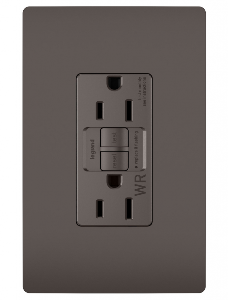 radiant? Spec Grade 15A Weather Resistant Self Test GFCI Receptacle, Brown