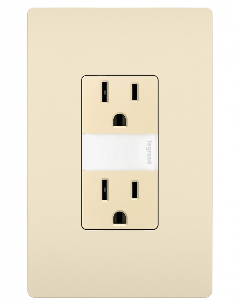 radiant? 15A Tamper-Resistant Outlet with Night Light, Light Almond