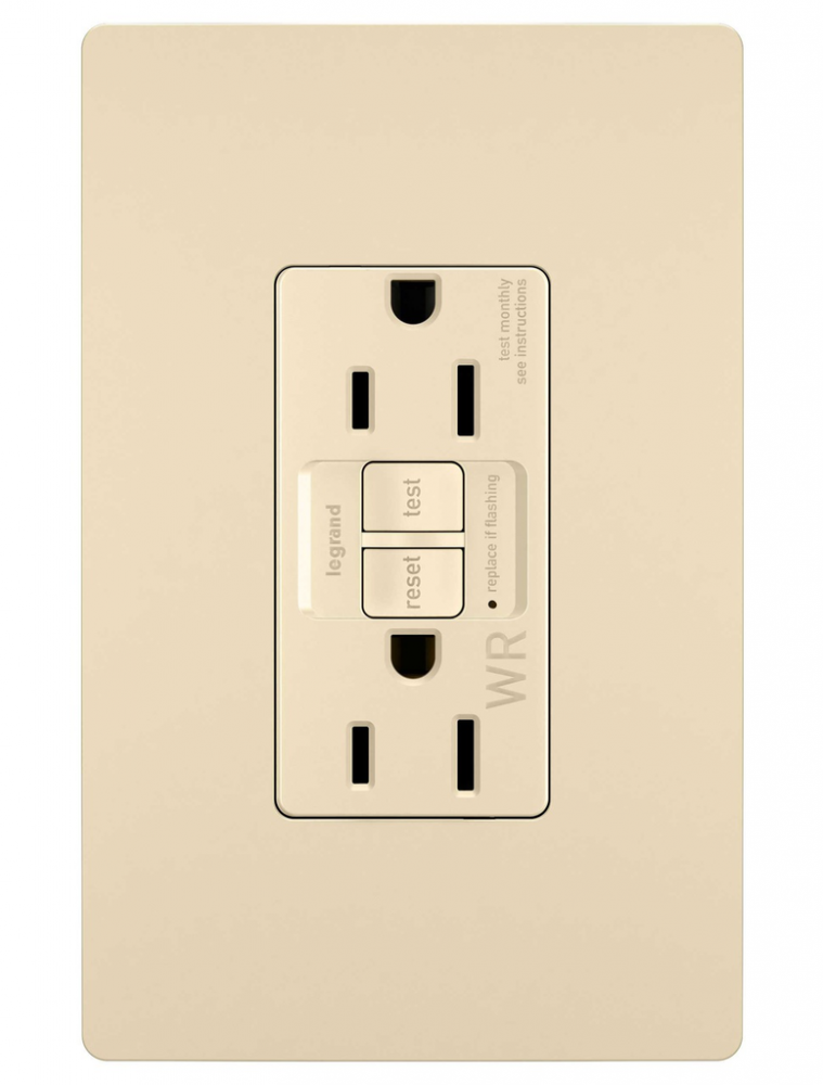 radiant? Spec Grade 15A Weather Resistant Self Test GFCI Receptacle, Ivory