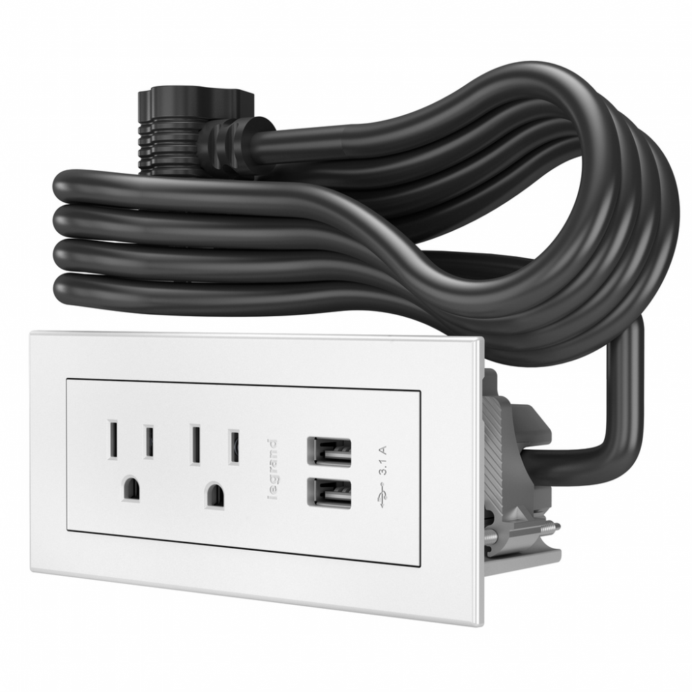 Furniture Power Basic Power Unit with 10' Cord - White