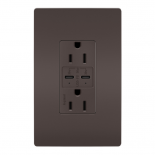 Legrand R26USBPDCC6 - radiant? 15A Tamper Resistant Ultra Fast PLUS Power Delivery USB Type C/C Outlet, Brown