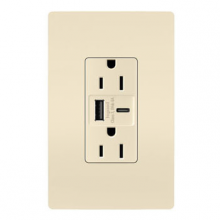 Legrand R26USBAC6LACCV4 - radiant? 15A Tamper-Resistant Ultra-Fast USB Type A/C Outlet, Light Almond