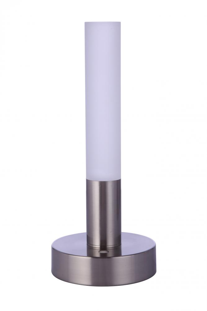Indoor Rechargeable Dimmable LED Cylinder Portable Lamp in Brushed Polished Nickel