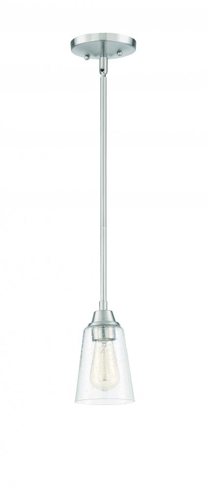 Grace 1 Light Mini Pendant in Brushed Polished Nickel (Clear Seeed Glass)