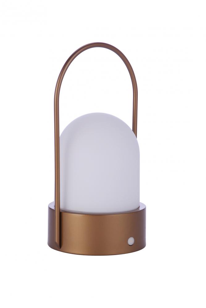 Outdoor Rechargeable Dimmable LED Portable Lamp in Satin Brass (Dome Shade)