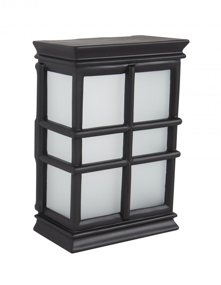 Hand-Carved Window Pane Chime in Flat Black w/ White Glass