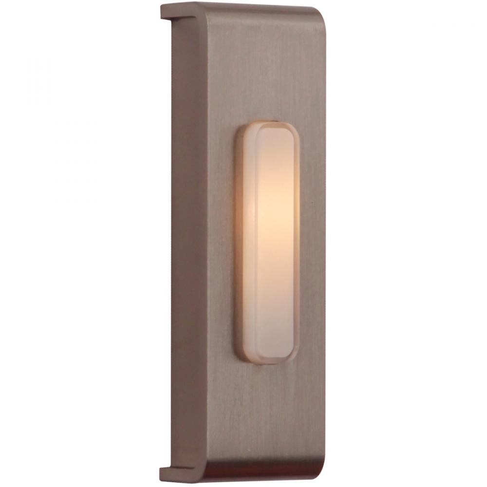 Surface Mount LED Lighted Push Button, Waterfall Edge Rectangle in Brushed Polished Nickel