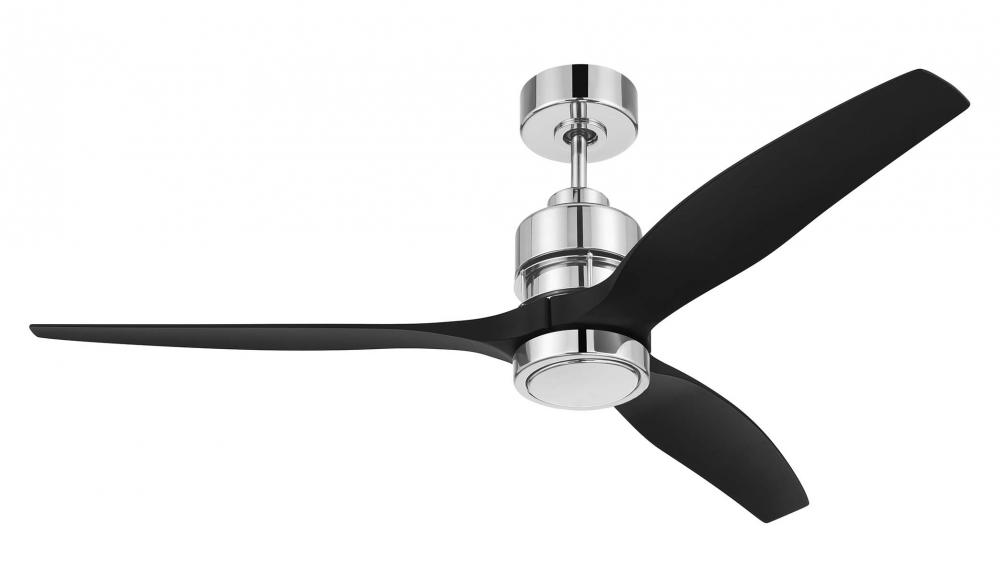 52" Sonnet ceiling fan in Polished Nickel w/ Flat Black Polycarbonate Blades, WIFI control