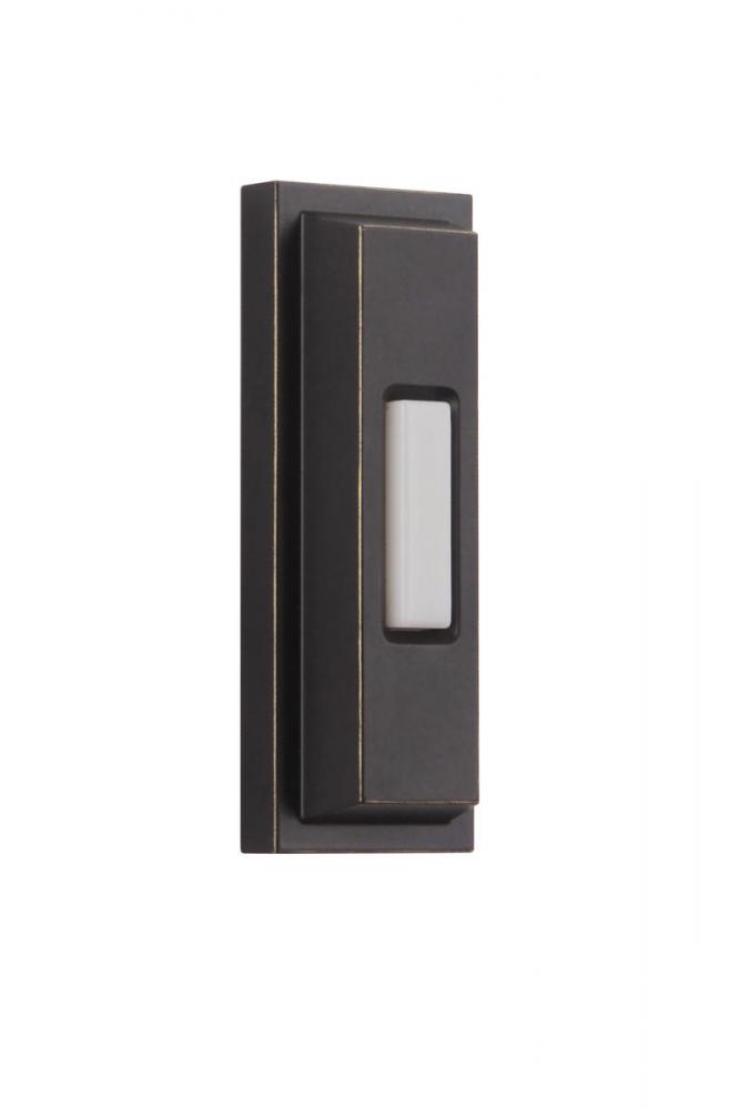 Surface Mount LED Lighted Push Button, Beveled Rectangle in Antique Bronze