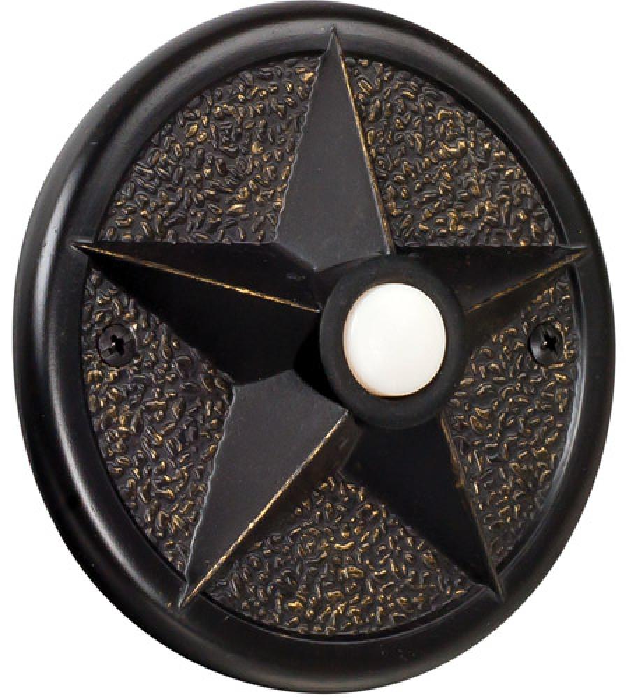Surface Mount Star LED Lighted Push Button in Antique Bronze