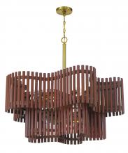  58410-SBWAL - Freeform 10 Light Chandelier in Satin Brass/Walnut