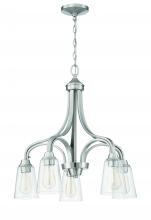 Craftmade 41915-BNK-CS - Grace 5 Light Down Chandelier in Brushed Polished Nickel (Clear Seeded Glass)
