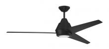 Craftmade ACA56FB3 - Acadian 56" 3-Blade Indoor/Outdoor (Wet) Ceiling Fan in Flat Black w/ Flat Black Blades