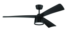 Craftmade CTO52FB3 - Canto 52" 3-Blade Indoor/Outdoor (Damp) Ceiling Fan in Flat Black w/ Flat Black Blades