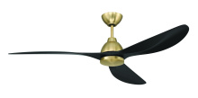 Craftmade FRZ56SB3 - Frazier 52" 3-Blade Ceiling Fan in Satin Brass w/ Flat Black Blades; Light Kit Sold Separately