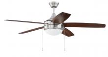 Craftmade PHA52BNK5 - Phaze 5 52" 5-Blade Ceiling Fan in Brushed Polished Nickel w/ Walnut/Dark Oak Blades