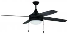 Craftmade PHA52FB4 - Phaze 4 52" 4-Blade Ceiling Fan in Flat Black w/ Flat Black/Greywood Blades; Integrated Light Ki