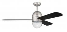 Craftmade PIL52BNK3 - Pill 52" 3-Blade Ceiling Fan in Brushed Polished Nickel w/ Flat Black Blades; Integrated Light K