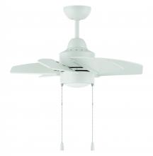 Craftmade PPT24W6 - Propel II 24" 6-Blade Indoor/Outdoor (Damp) Ceiling Fan in White w/ White Blades