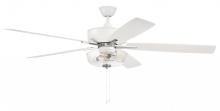 Craftmade S101WPLN5-60WWOK - 60" Super Pro 101 Ceiling Fan with White/Washed Oak blades and Integrated Clear Bowl Light Kit